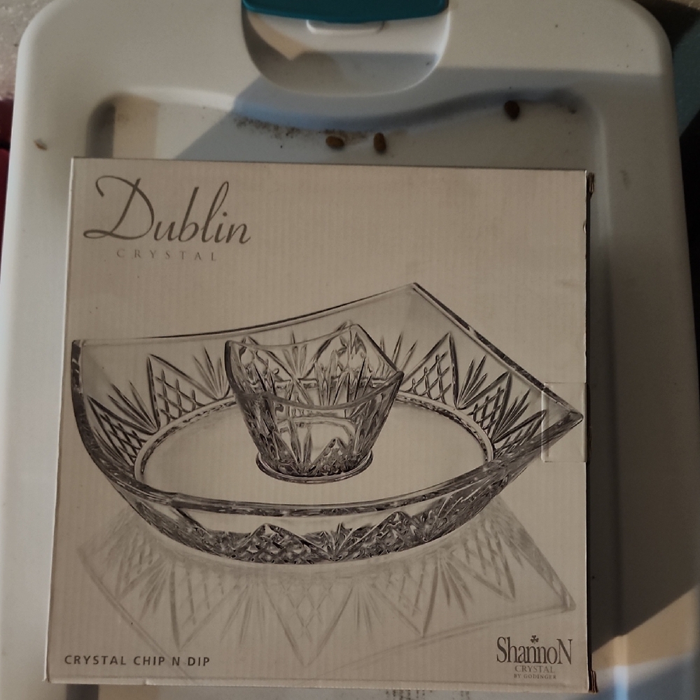 Godinger Dublin Crystal Chip and Dip Set NIB
